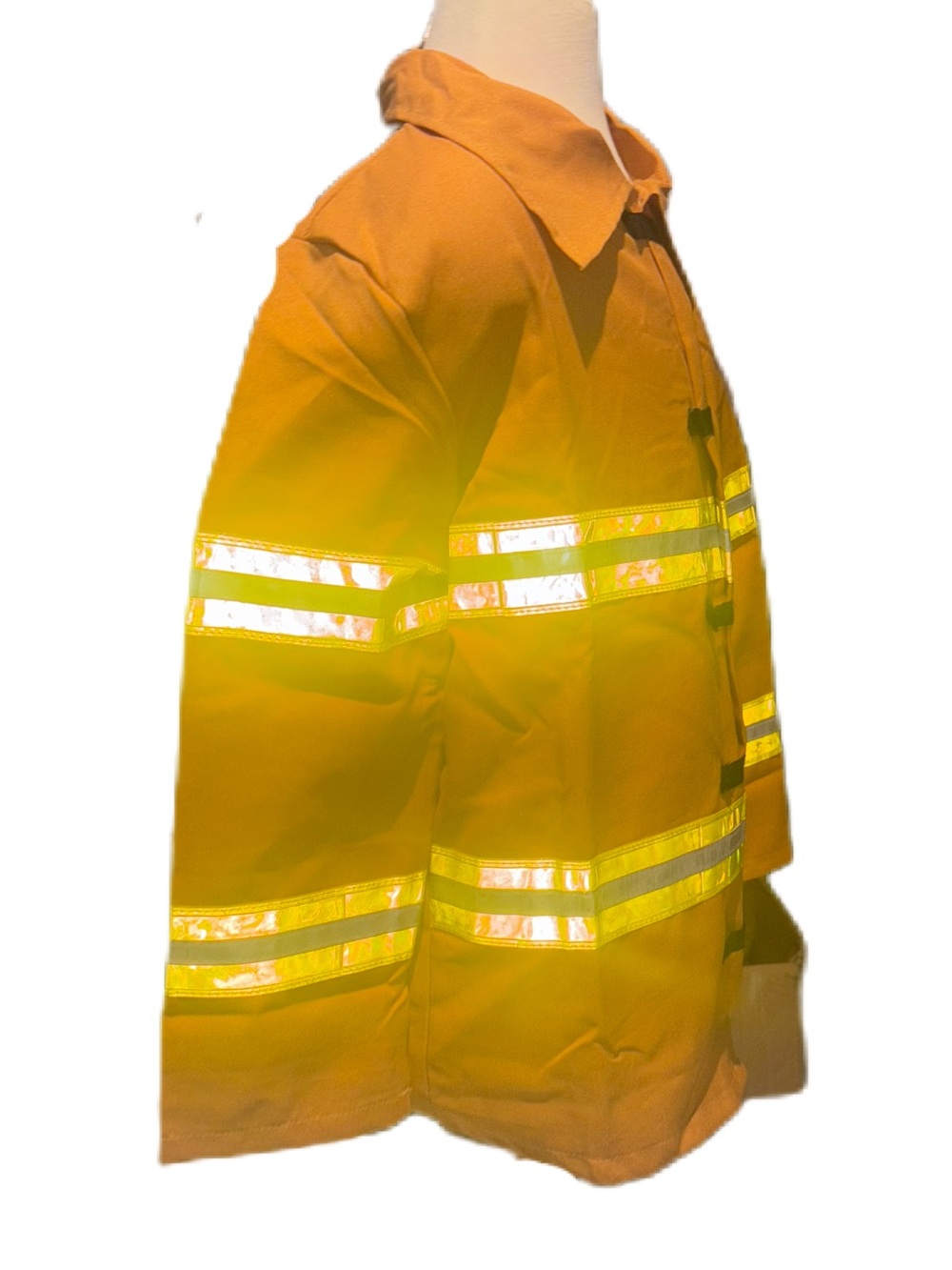 Mustard Yellow Kids Firefighter Costume with Yellow Reflective Stripes - Picture 7 of 15